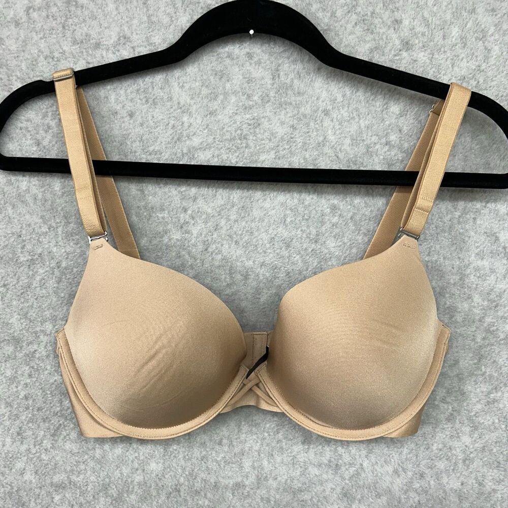 Ambrielle Women Bra 36D Beige Push Up Plunge Basic Underwire Adjustable Straps